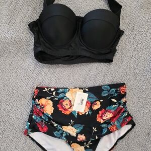 Floral Black Bikini Set